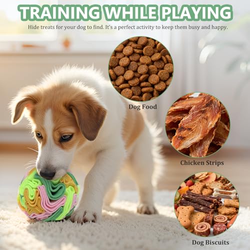Vibrant Snuffle Ball for Dogs, Playful Color-Mix Slow Feeder Toy, Eye-Catching Interactive Puzzle for Mental Enrichment, Indoor Fun for Small Medium Large Dogs - color: Multi-colored, size: Medium