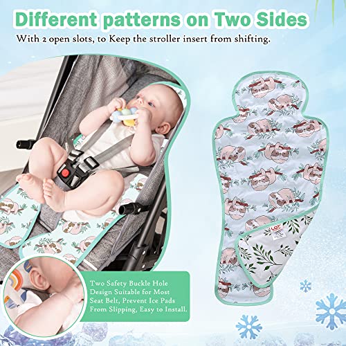 Gel Car Seat Cooler Pad,1 Pack Double Sides-Universal Baby Stroller Ice Cushion Cooler Mat,Summer Cooling Seat Liner,Multifunctional Suitable for Baby Dining Chair,Child Safety Seat(Sloth + Leaves) - color: Sloth + Leaves