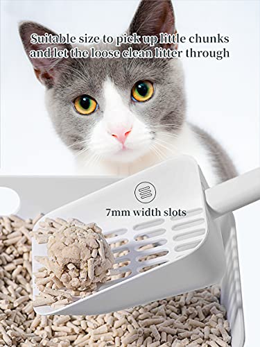 Cat Litter Scooper with Caddy, Cat Scooper for Litter Box with Holder Stand, Durable, Neat and Convenient - Matte White - color: S-White