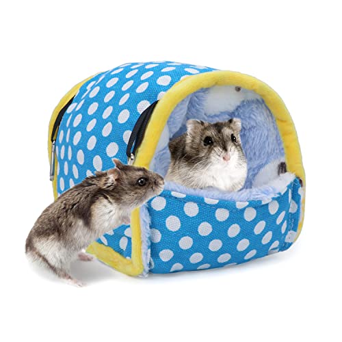 Wontee Hamster Bed Hideout Sugar Glider Hammock Small Animal Warm Bed House for Hamsters Hedgehogs Sugar Glider Gerbils Mice (Medium, Blue) - color: Blue, size: Medium