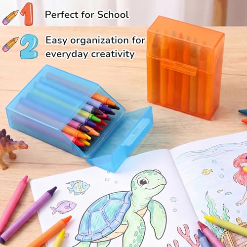 Clabby 4 Pcs Clear Plastic Crayon Boxes Hold 24 Count, Blue,Orange - color: Blue,Orange