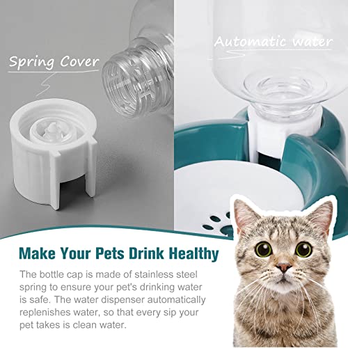 Dog Bowls, Cat Food and Water Bowl Set with Water Dispenser and Stainless Steel Bowl for Cats and Small Dogs - Dark Green - color: Dark Green