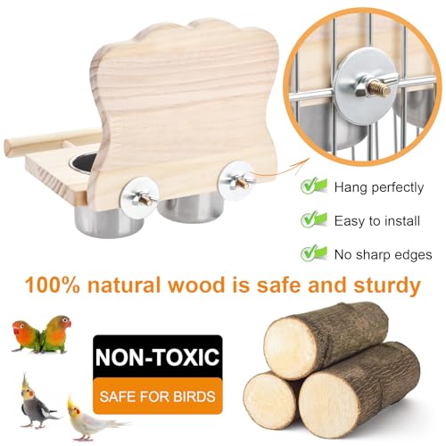 Natural Wood Bird Perch, Parrot Cage Accessories, Suitable for Parakeets, Cockatiels, Lovebirds, Tool-Free Adjustable Bird Cage Supplies & Bird Toys - size: 2