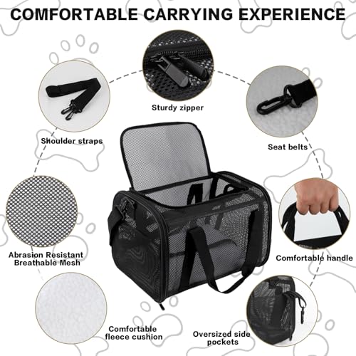 Cat Carrier, Soft-Sided Pet Carrier Bag, Breathable Mesh, Black (Black, 20 * 13 * 13) - color: black, size: 20.0"L x 13.0"W x 13.0"H