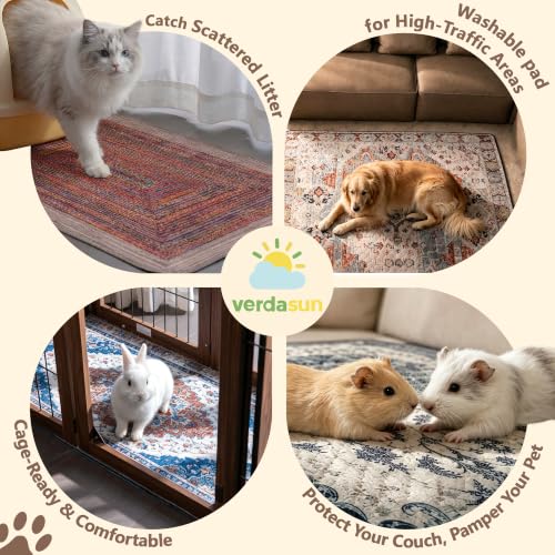 Washable Pee Pads for Dogs, Reusable Puppy Potty Training Pads, Ultra-Absorbent Thick Waterproof Leak-Proof Non-Slip Pads & Mat for Crate, Playpen, Floor, Whelping & Housebreaking , 2 Pack 48"x48" - color: Beige/Blue/Multi, size: 48" ×48"(pack of 2)