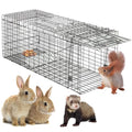 32 Inch Live Animal Cage Trap, One-Door Collapsible Catch and Release Humane Rodent Cage for Rabbits, Raccoon, Stray Cat, Squirrel, Mole, Gopher, Opossum, Skunk, Groundhog, Armadillos - style: 32" X 12" X 12.5" w/Iron Door