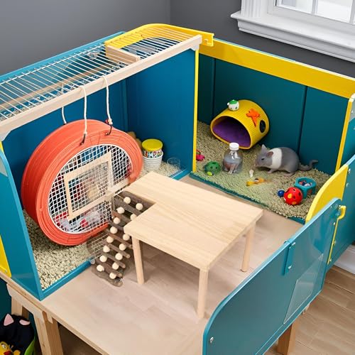 Pssopp Hamster Climbing Ladder, Premium Adjustable Wooden Activity Playground Platform for Hamster Cage Small Pet Natural Wood 29 x 20 x 15.5 cm 1 Set