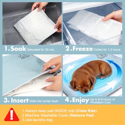 Dual-Sided Cooling Mat for Dogs & Cats – Ice Silk & Corn Fleece, Washable Pet Cooling Pad for Summer Heat Relief, Portable for Crates, Car,Strollers & All Seasons - size: S(19.6"x15.7")
