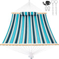 Lazy Daze 12 FT Sunbrella Quilted Hammock, Non-Fading Double Hammock | 2 Person Hammock with Pillow, Straps, Carabiners , All Weather Fade Resistant for Outside, Token Surfside - color: Token Surfside