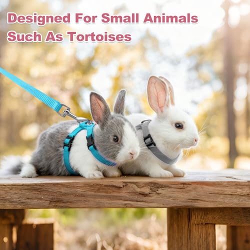 Rabbit Harness and Leash, Escape Proof Bunny Cat Leash Small Animal Harness Soft Adjustable Buckle(2Pcs, Yellow/Sky Blue) for Bunny Kitten Cats Puppies Walking Hiking Training - color: Yellow/Sky Blue