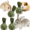 Hamiledyi Rabbit Chew Ball Bunny Timothy Grass Ball Natural Woven Chewing Toys Small Animal Activity Play Balls Chew Toys for Bunny Rabbits Hamster Guinea Pigs Chinchilla Gerbils 4PCS - style: Apple 4 PCS
