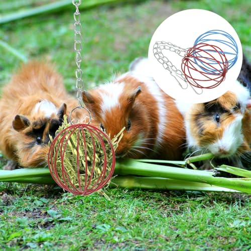2-Pack Rabbit Feeder Balls Hanging Hay Feeder Ball for Bunny Cage Small Pet Grass Ball Holder Reusable Pet Cage for Feeding and Play