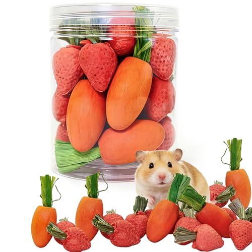 Hamiledyi Hamster Chew Toys Rabbit Chew Toys for Teeth Guinea Pig Treats Enrichment Habitat Decor for Bunny Chinchilla Gerbil Rat (26 Pcs) - size: 26 Pcs