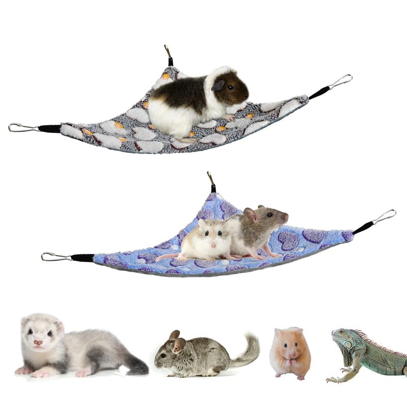 Guinea Pig & Rat Hammocks, Perfect for Pet Critter Cages, 2 Pack | Come with Hooks | Ideal Hanging Hammocks for All Small Animals: Chinchillas, Squirrels, Hamsters. M, Coffee+Purple - color: M-HTCoffee+Purple, size: Medium