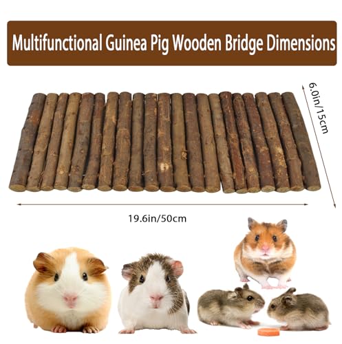 kathson Wooden Hamster Bridge,Guinea Pig Wood Ladder Bendable Tunnel Hideout Hut Small Animal Climbing Toys for Ferret Hedgehog Chinchilla Mice Rat Gerbil Baby Rabbit(15.7 x 6.0 in) - size: M (15.7 x 6.0 inches)