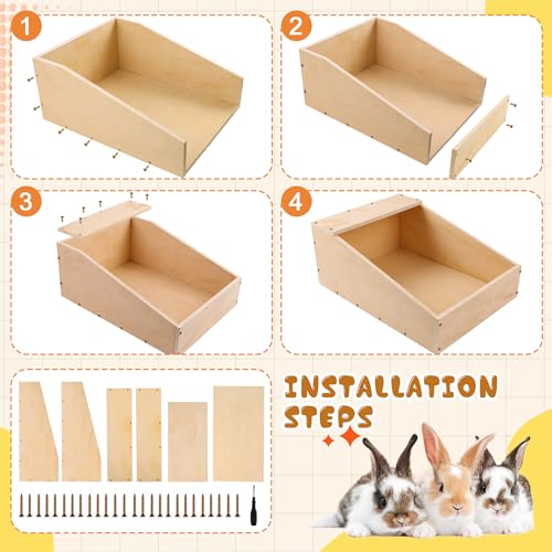 17"x12"x12" Wood Rabbit Nesting Box with Mat, Wooden Small Animal Hideout | for Breeding, Multi-Purpose Hutch for Rabbits, Chickens, Ducks, Guinea Pigs, Chinchillas and Birds & Other Small Animals