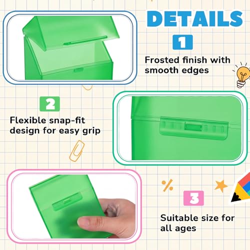 Clabby 4 Pcs Clear Plastic Crayon Boxes Hold 24 Count, Green | Organizer Box, Case, Colorful, Portable Storage Holder with Snap Lid, for Boys Girls Kids School Classroom Home Art Supply - color: Green