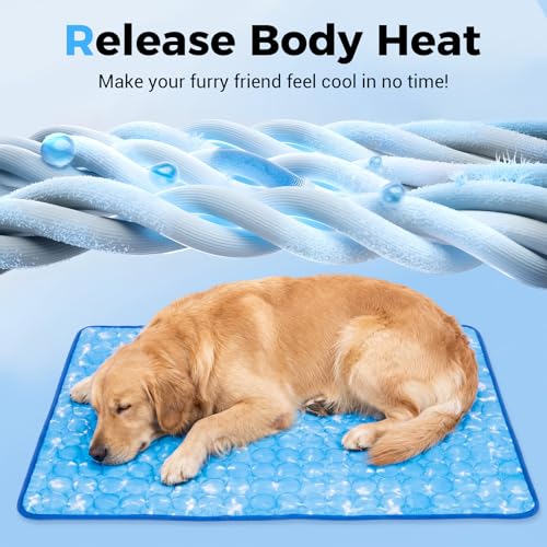 Dog Cooling Mat, Large Cooling Pad for Dogs Cats, Portable Self Cooling Dog Bed Cooling Blanket, 40" x 28" Washable Summer Pet Mat, Indoor Outdoor Green Pet Cooling Mat for Hot Summer - size: X-Large