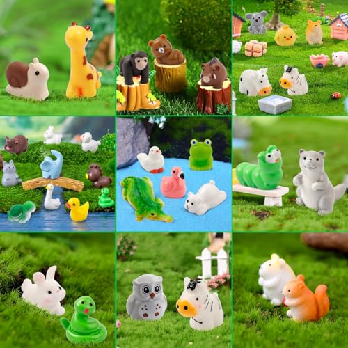 ywevyezc 42 Pcs Mini Resin Animals 42 Styles Resin Animals Figurines Bulk for Micro Fairy Party Favors Garden Hide Accessories Dollhouse Crafts Decor - style: 42Pcs-Animals