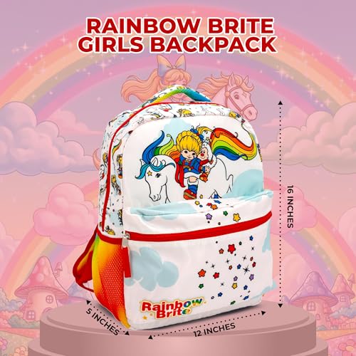 AI ACCESSORY INNOVATIONS Rainbow Brite Backpack for Girls, 16 x 12 x 5 inch School Bag with Laptop Pocket - color: Rainbow Brite
