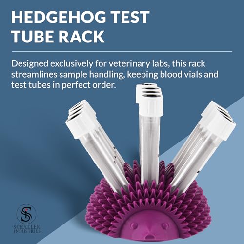 S I Schaller Industries Hedgehog Test Tube Holder, 16mm - Veterinary Blood Test Tube Rack, Holds 12 Vials, Compact Fun Design Organizer for Veterinary and Research Lab Use - Grape - color: Grape, size: 16mm Tubes