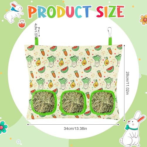 UPINS 2 Pack Guinea Pig Hay Feeder Bag,Bunny Rabbit Cage Bag Hanging Holder | Guinea Pig Cage Feeder,for Bunny Rabbits,Chinchillas,Hamsters,Small Pets,and Animals - color: Red Green, size: 34 x 28 cm