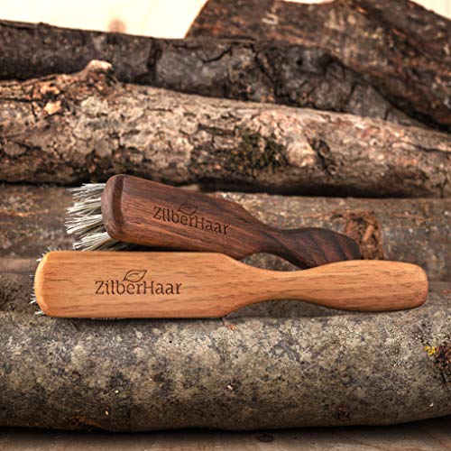 ZilberHaar Vegan Beard Brush - Stiff Bristles - Oiled Walnut and Mexican Tampico bristles - Animal-Free Beard Grooming Product - Made in Europe