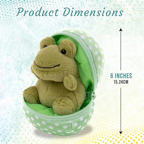Easter Stuffed Animal - 6 inch - Surprise Zip up Egg Hideaway Springtime Inspired Plush Toy Gift for Kids, Boys and Girls - Easter Mother's Day Birthday (New Frog Egg) - color: New Frog Egg