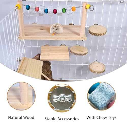 Chinchilla Platform Ledge Wood Hamster Stand Platform Board Shelf Bridge Rats Climbing Toys Cage Accessories for Chipmunks Squirrels Sugar Gliders Mice Parrots