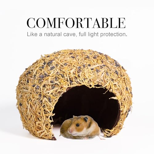 Hamster Hideout - Large, Natural Flowers, Handcrafted for Syrian Hamsters, Rats & Guinea Pigs, Safe & Eco-Friendly (Flower,Large) - size: Flower, Large
