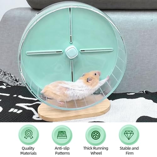 Silent Hamster Exercise Wheel,10.2 Inch Quiet Spinner Syrian Hamster Running Wheel,Anti-Skid & Adjustable Stand for Gerbils, Rats, or Other Small Pets,Green - color: Green