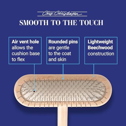 Chris Christensen Mini Grooming Brush - Comfortable High-Grade Stainless-Steel Rounded and Polished Pins - Removes Long & Loose Hair from Dogs & Cats - size: 16mm-Mini