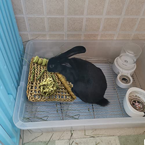 Hamiledyi Rabbit Seagrass Mat Bunny Chew Toys for Teeth Hanging Activity Mat Rabbit Enrichment Activity Mat Small Animal Toys for Hamster Guinea Pigs Gerbil Birds - color: B