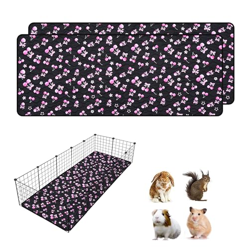 2 Pack Waterproof Guinea Pig Cage Liner, 24" x 60" Washable Reusable Guinea Pig Liner, Super Absorbent Leak-Proof Pet Pee Pad Mats for Guinea Pigs Rabbit Chinchilla Bunny Hamster - size: 24*60 inch 2pack