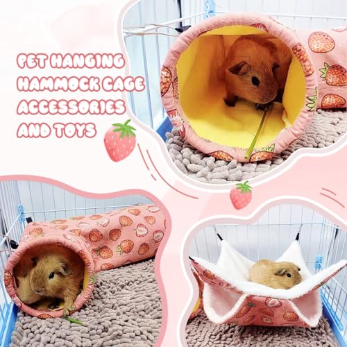 LYART Guinea Pig Rat Ferret Hammock & Warm Bed - Small Pet Hideout Tunnel Cave Hanging Bunkbed - Sugar Glider Squirrel (1.Hammock & Corner Tunnel) - color: 6.Hammock & Corner Tunnel