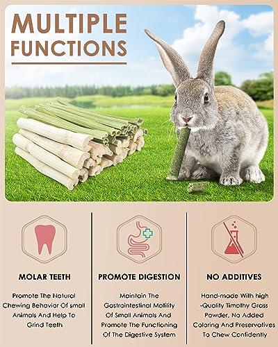 Bissap 80PCS Rabbit Chew Sticks, 40PCS Sweet Bamboo Chew Sticks & 40PCS Papaya Stems Bunny Chews for Rabbit Hamster Chinchilla Guinea Pig Small Animals Natural Molar Treats - size: 80 Count