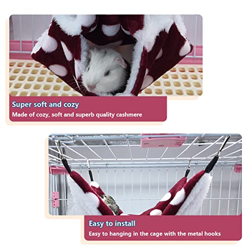 LEFTSTARER Rat Ferret Sugar Glider Cage Hammock Bedding Small Pet Cage Accessories Toy Triple-Layer Hammock Bedding for Hamster Guinea Pig Sugar Glider Rat Ferret Chinchilla Playing Sleeping(Red) - color: Red