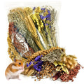 Natural Hamster Flower & Herb Habitat Deocr, Edible Hamster Sprays Flowers Bedding Mate, Hamsters Cage Enrichment Decoration Accessories for Dwarf Syrian Hamster Gerbil Mice Degus