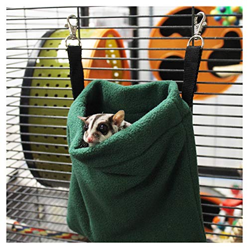 Deluxe Nest Pouch (Black) - Hanging Fleece Cage Accessory Toy - For Sugar Gliders, Squirrels, Marmosets, Hamsters, Ferrets, Birds, Rodents, Rats, Reptiles, Small Pets - Hammock, Tower, Bed, Nest