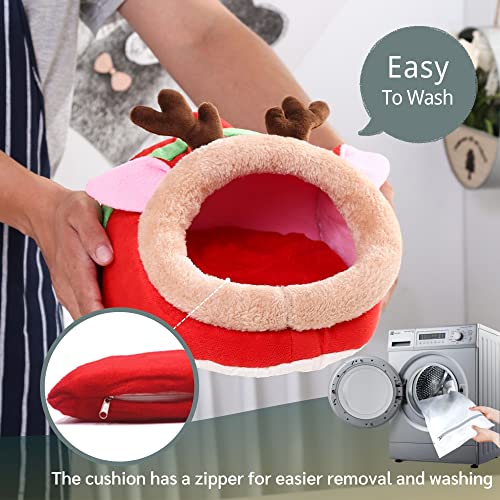 JanYoo Guinea Pig Rabbit Ferret Bed Hide Huts Removable Cushion for Rat Accessories Toys (L,Reindeer) - color: 5-Reindeer, size: L