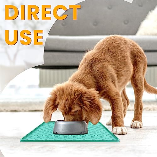 Ptlom Pet Placemat for Dog and Cat, Waterproof Non-Slip Silicone Feeding Bowl Mat Prevent Food and Water Overflow, Puppy Dish Feeder Fountain Trays Suitable for Medium and Small Pets, Green - color: Green, size: 11.8"L x 11.8"W