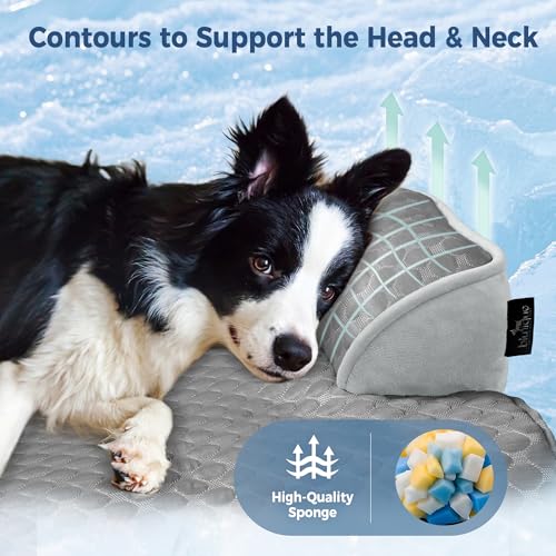 Calming Large Dog Couch Bed, Waterproof Memory Foam with Durable Cooling Mats, Washable Removable Cover Protector for Sofa, Bedside, Gift, 41 x 37 Inches, Cooling Grey - color: Cooling Grey, size: 41"L x 37"W x 5"Th