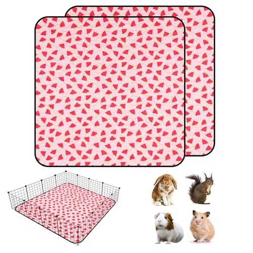 2 PCS Guinea Pig Cage Liner, Reusable Waterproof Guinea Pig Liner, Washable Small Animals Bedding, Super Absorbent Pet Pee Pads Guinea Pig Mats, Rabbit Mats for Cages (48 * 48 inch) - size: 48*48 inch 2pack