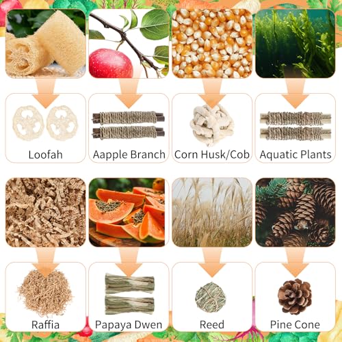 Foxtell 19Pcs Bunny Chew Toys, Rabbit Chew Sticks, Guinea Pig Toy, Natural Bunny Toys Chew and Treat for Guinea Pigs, Chinchillas, Hamsters and Other Small Pets
