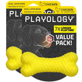 Playology Dual Layer Bone Dog Chew Toy - Medium, Chicken Scent, 2-Pk | Rubber Construction, All Natural Scent, Heavy Duty Design - size: Medium (VALUE 2-Pack), style: Chicken