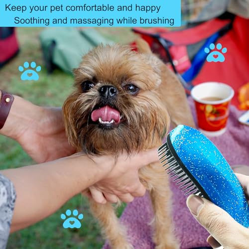 Puppy Brush, Soft Dog Brush for Grooming, Puppy Hair Remover Brush Comb, Grooming Tool for Poodles,Teddy, Yorkies, Maltese, Shih Tzu, Chihuahua, Starsky Blue - color: Starsky blue