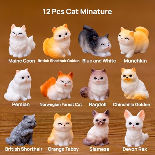 24 Pcs Mini Cat Dog Figurines, Realistic Resin Animal, Miniature Figurines | Hand-Painted Resin Cat & Dog. Ideal For Home Desk Decor, Garden Accents, Birthday Party Favors, Car Decor.