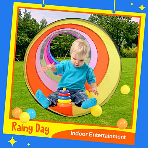 Colorful Play Tent Tunnel for Babies, Toddlers, Kids - with Mesh Windows, Indoor Outdoor Pop Up Tunnel Toy Gift - style: Pink