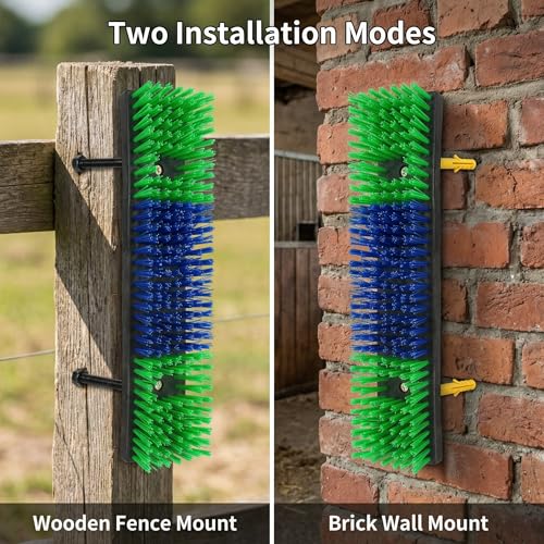 Livestock Scratching Brush, Itch Relief Goat Scratching Post brush | Wear-Resistant Nylon Bristles, Heavy-Duty Screws, Self-groomiing Goat Scratching Post for Horses, Cows, Sheep, Pigs, Donkeys
