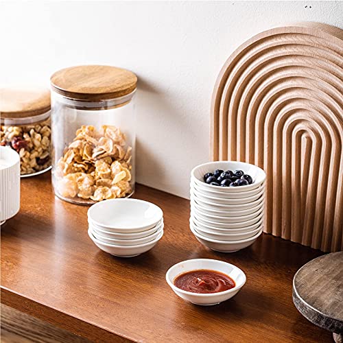 UIBFCWN 20 Pack Ceramic Dipping Bowls, 3 Inch Dipping Sauce Bowls/Dishes, 1.2 oz Soy Sauce Dish, Asian Dipping Dishes for Ketchup, BBQ, Side Dish, Sushi, Condiments, Appetizer - color: Round, size: 20 Pack